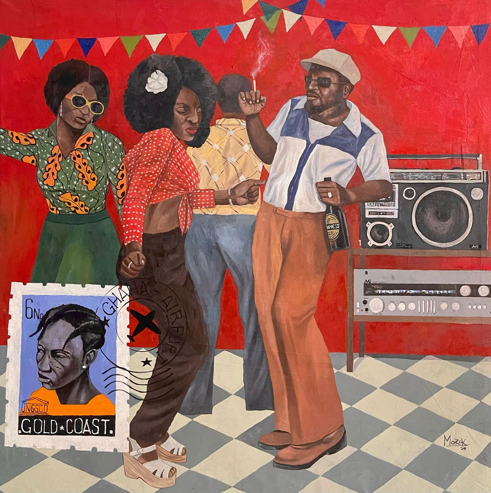 Morakinyo Femi, Disco Night - 21st Century, Contemporary, Figurative, Africa Party, Love, People, - 11