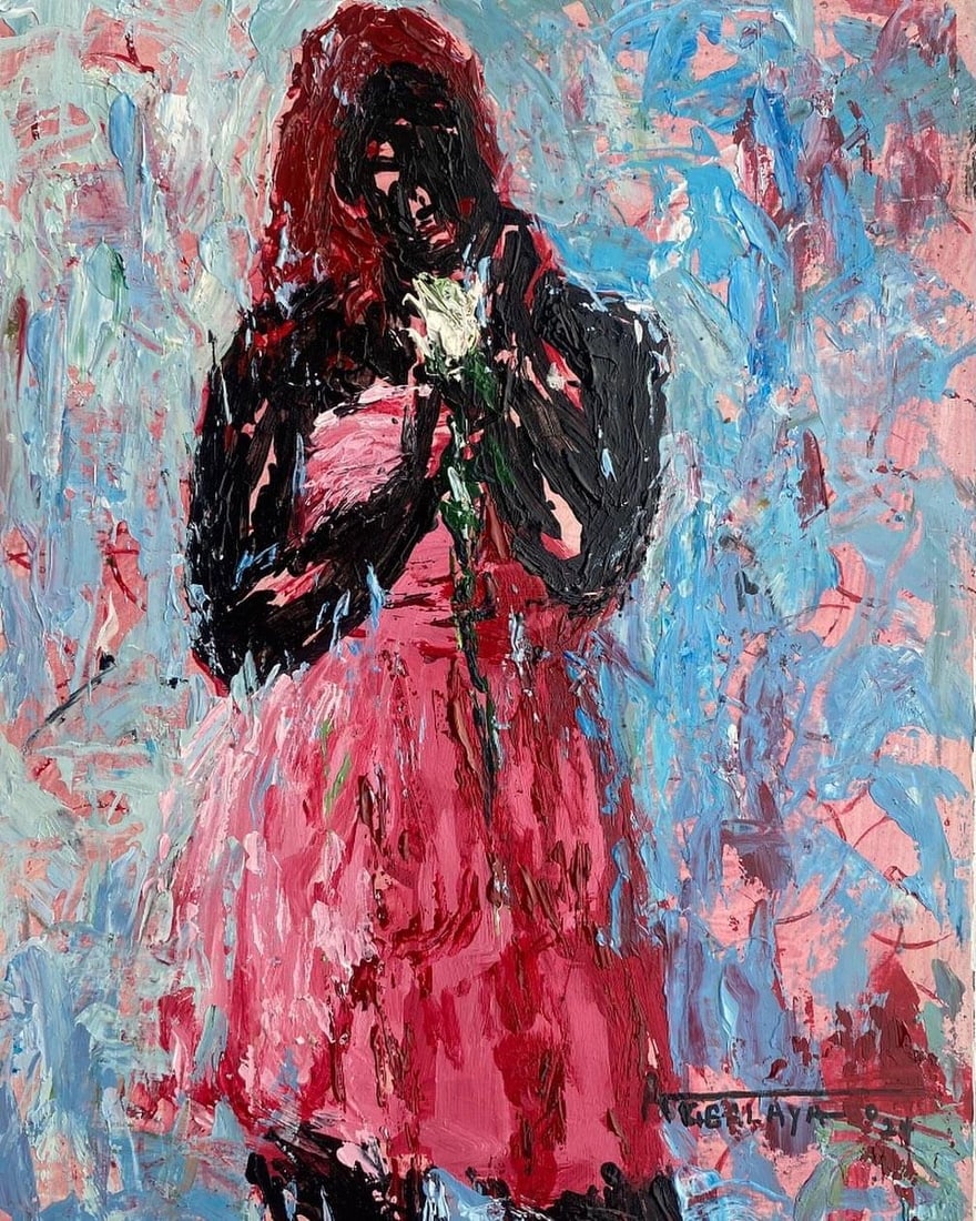 Agbalaya Abdulahi Opeyemi, Once Given a White Rose 2 - 21st Century Contemporary, Impasto, Acrylic, - 2