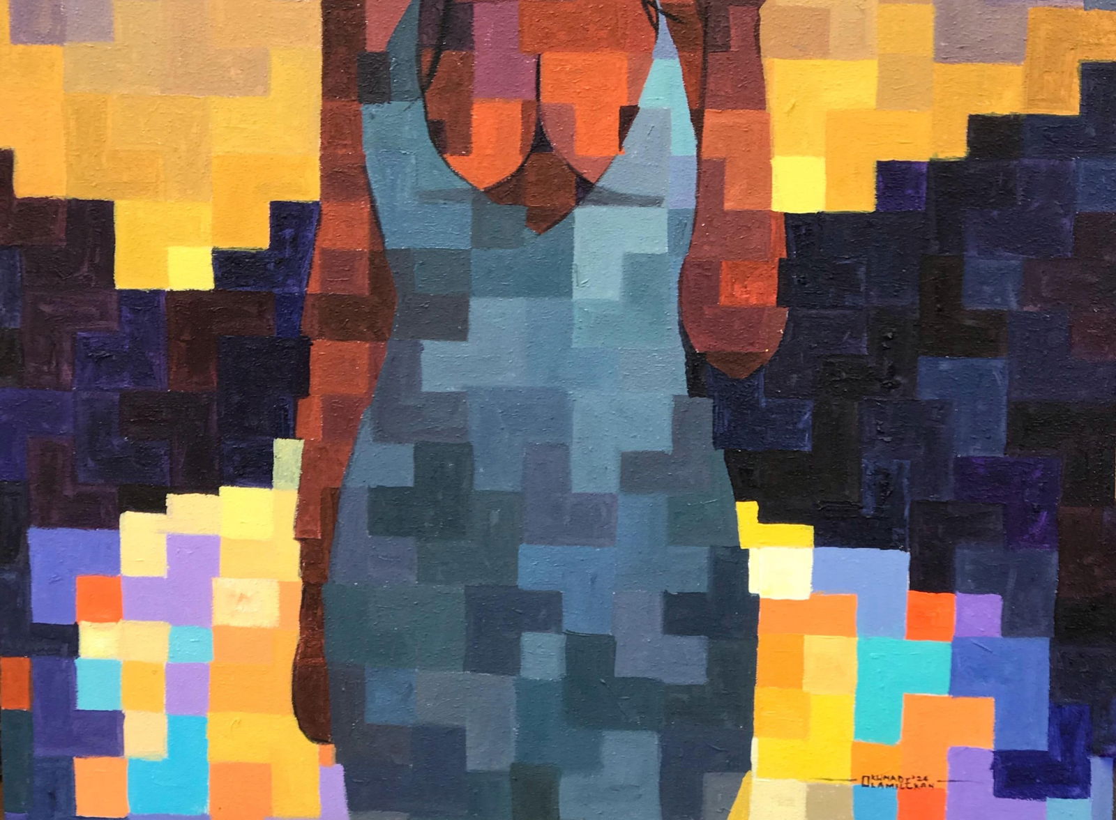 Olamilekan Okunade, Light Bearer - 21st Century, Contemporary, Figurative, Pixelated, Women, Candle, - 10