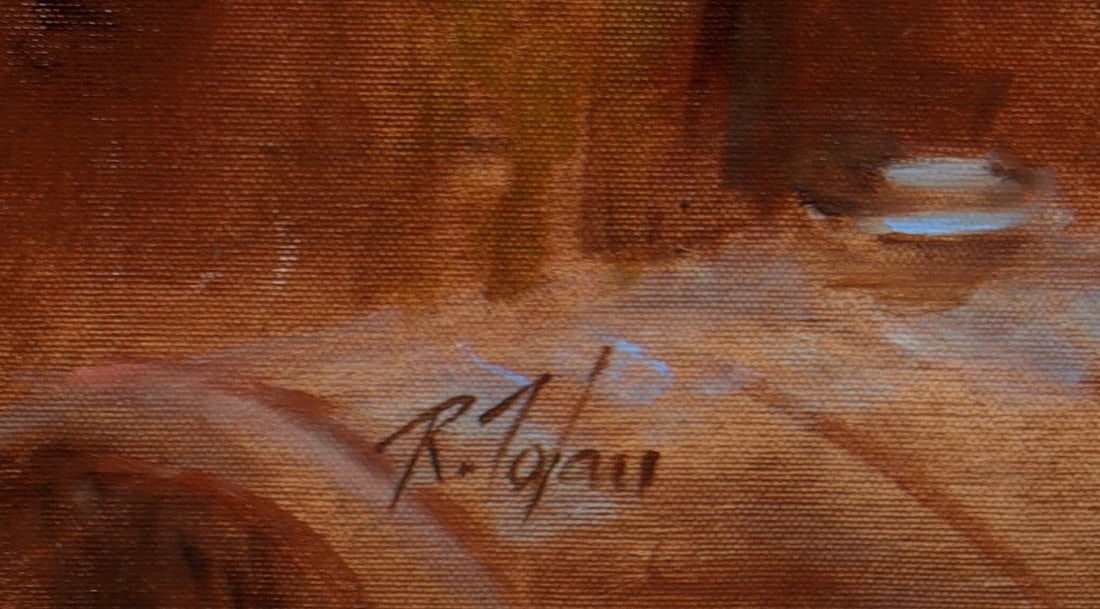 RICHARD JUDSON ZOLAN Original oil Man in a Wine Celler With Keg & Tester 1997 - 3