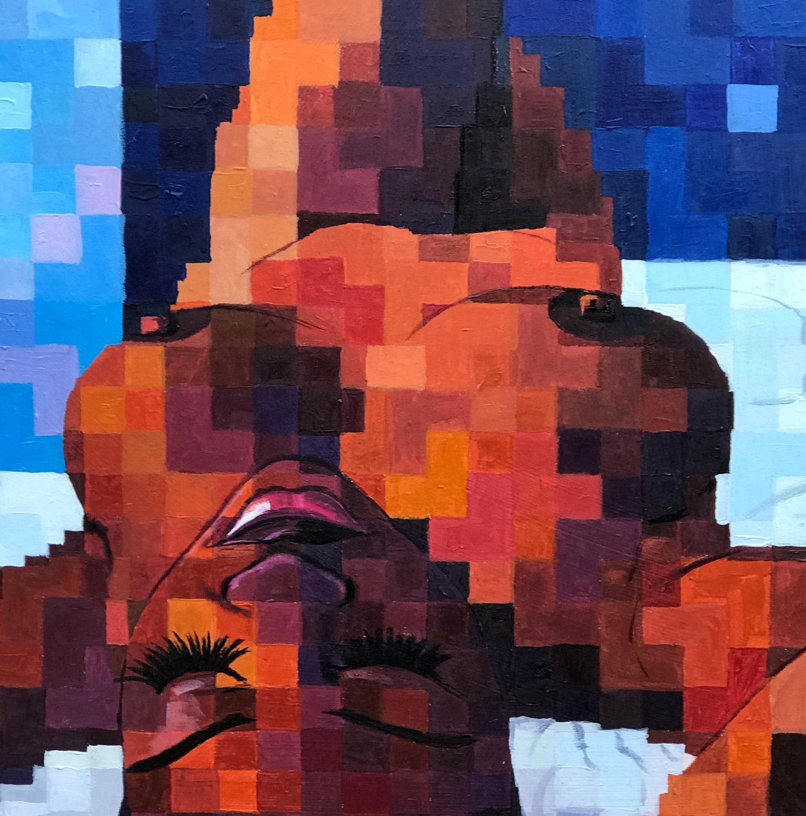 Olamilekan Okunade, Temple of God 1 - 21st Century, Contemporary, Figurative, Pixelated, Women, - 7