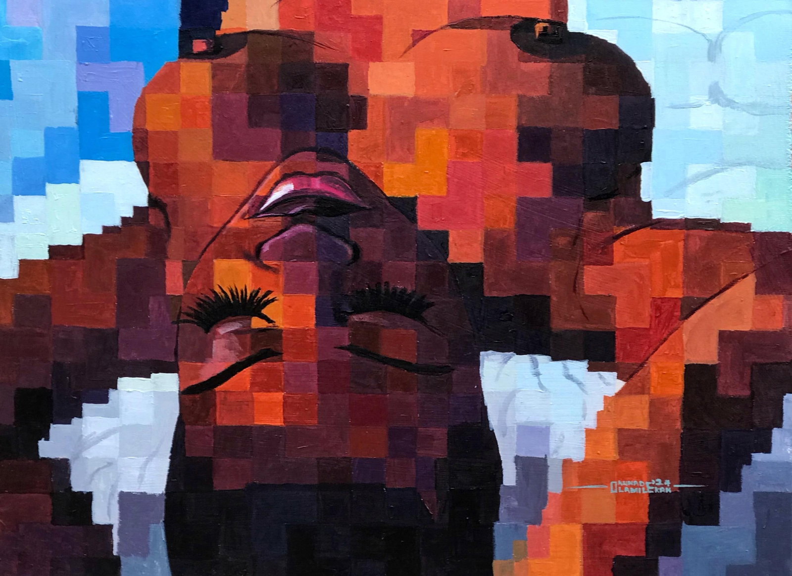 Olamilekan Okunade, Temple of God 1 - 21st Century, Contemporary, Figurative, Pixelated, Women, - 10