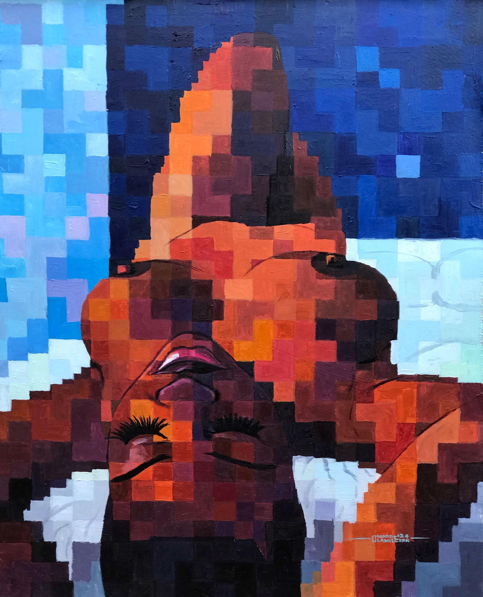 Olamilekan Okunade, Temple of God 1 - 21st Century, Contemporary, Figurative, Pixelated, Women, - 4