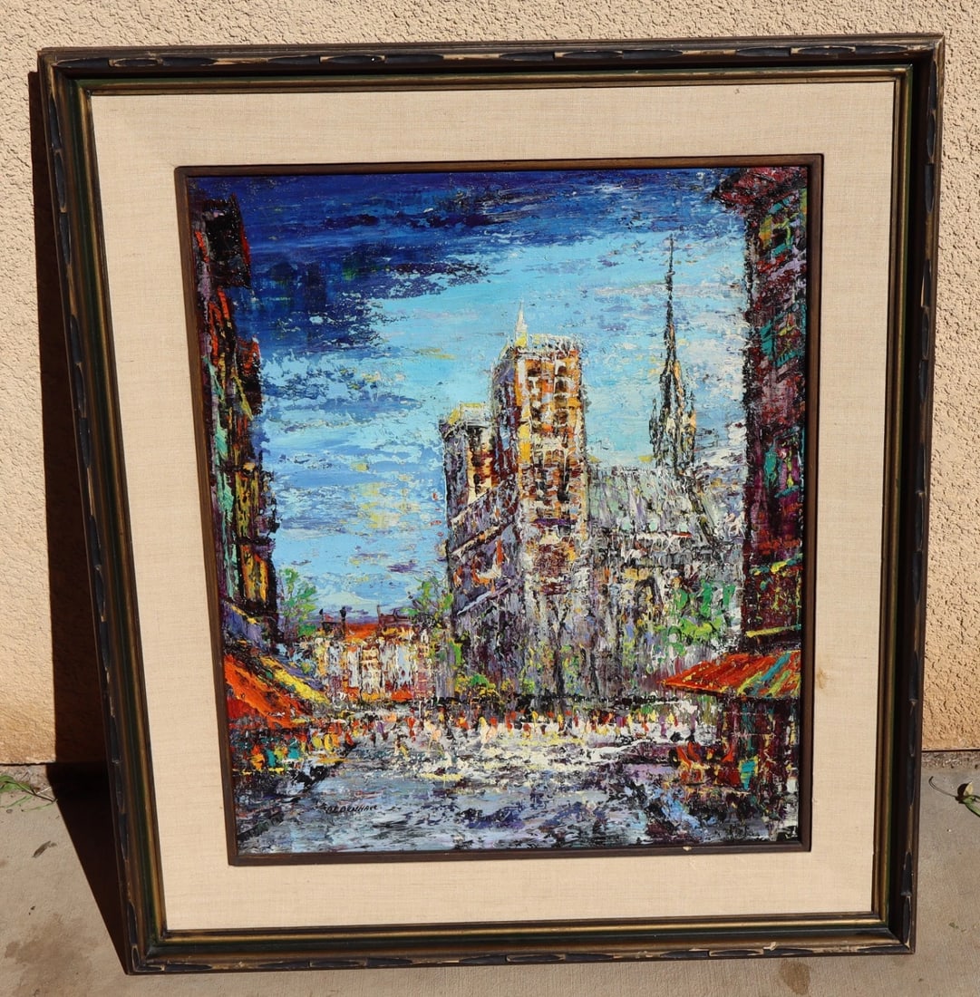 K.F. NG Original Abstract Expressionist Oil Painting Junk Boats - 2