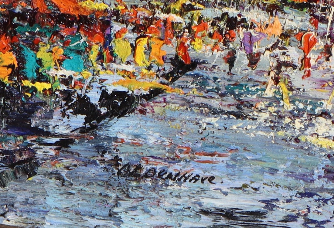 K.F. NG Original Abstract Expressionist Oil Painting Junk Boats - 4