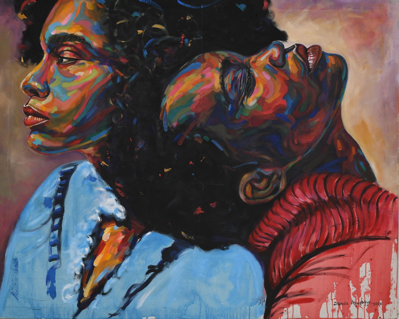 Damola Ayegbayo , Sisterhood 2 -21st Century, Contemporary, Figurative Portrait, Women Africa Love, - 11