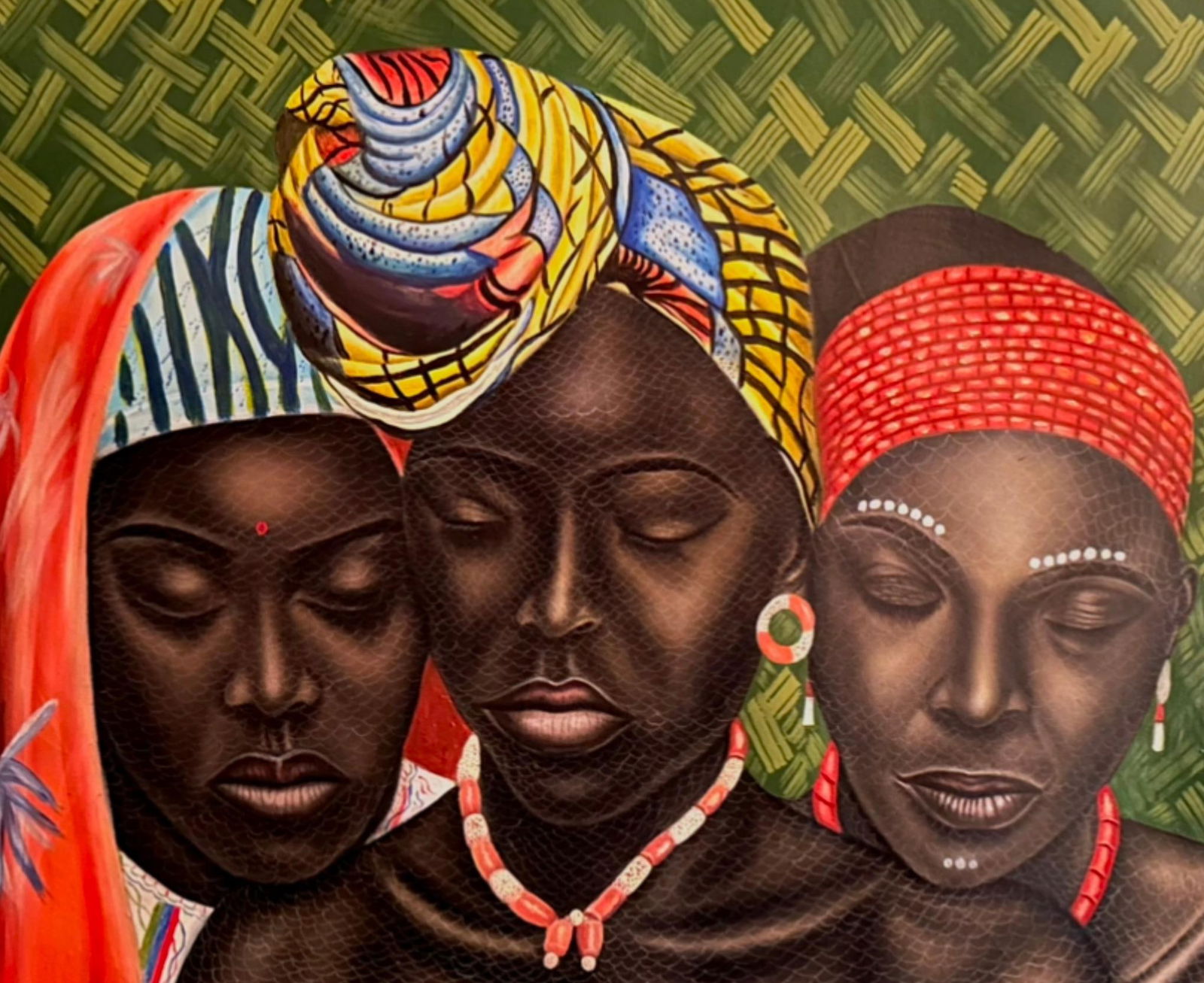Ayotunde Ayomide, Triad - Contemporary, 21st Century, Figurative Portrait, Women Love, Mixed Media, - 14