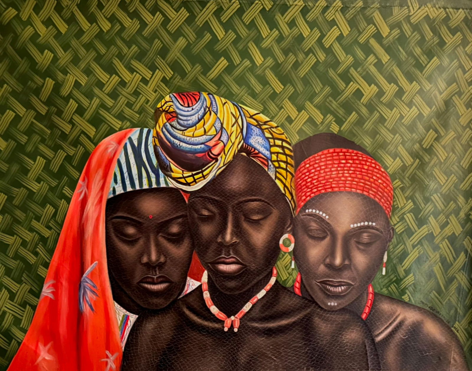 Ayotunde Ayomide, Triad - Contemporary, 21st Century, Figurative Portrait, Women Love, Mixed Media, - 5