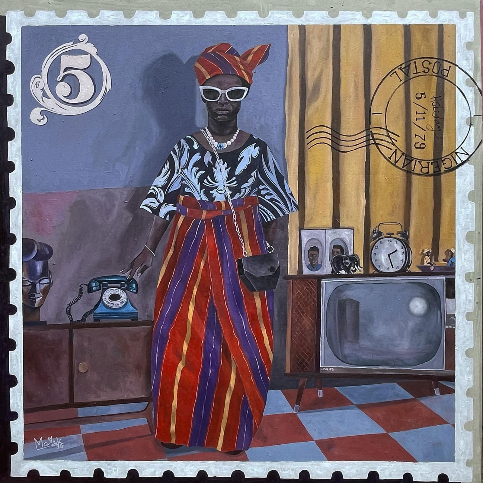 Morakinyo Femi, Association Day 2 - 21st Century, Contemporary, Figurative, Women, Africa Home, 2023: Creator: Morakinyo Femi (1984, Nigerian) Creation Year: 2023 Dimensions: Height: 48 in (121.92 cm)Width: 48 in (121.92 cm)Depth: 1 in (2.54 cm) Medium: Oil,Canvas,Acrylic Movement & Style: Contemporar