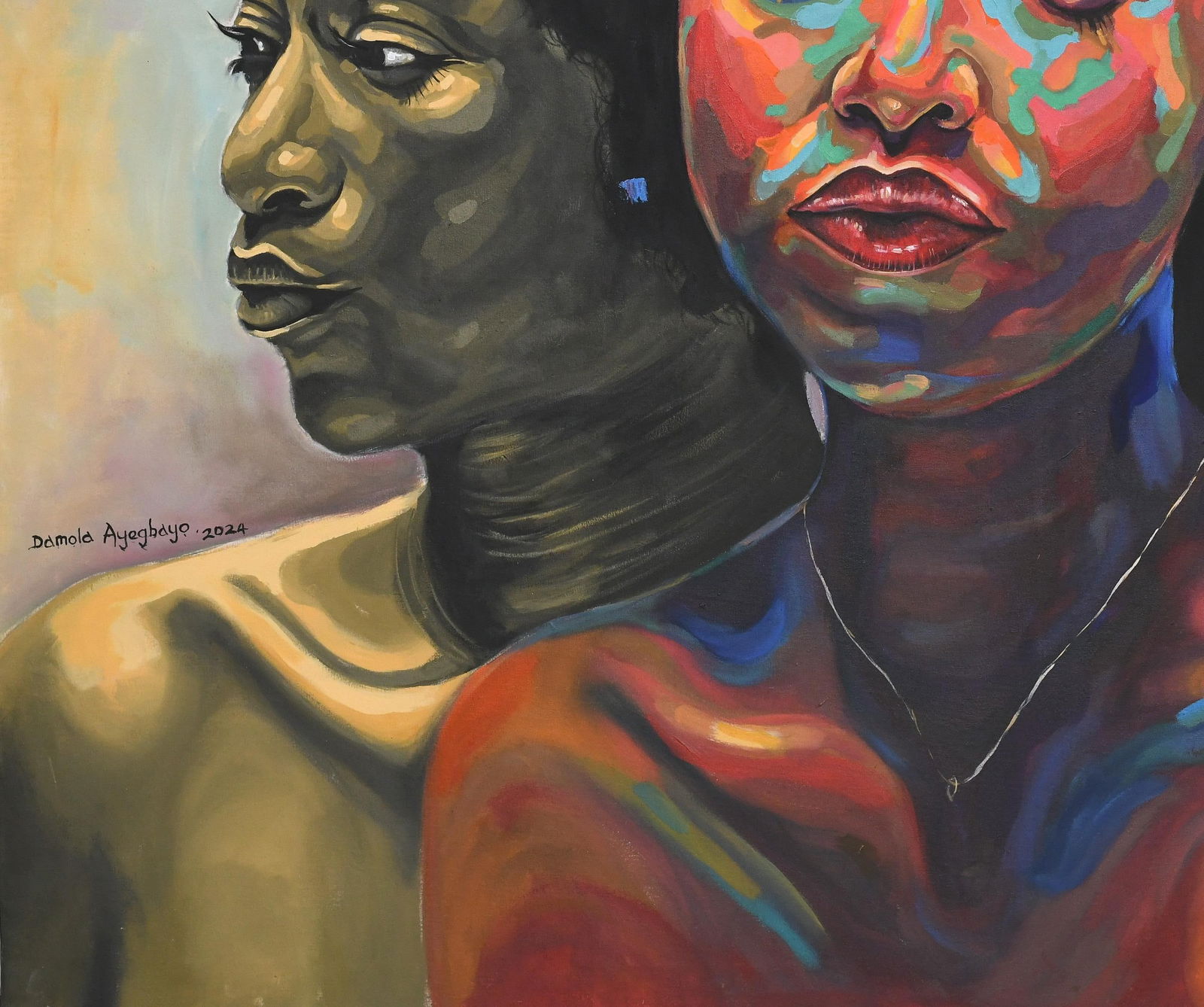 Damola Ayegbayo , Sisterhood 3 -21st Century, Contemporary, Figurative Portrait, Women Africa Love, - 7