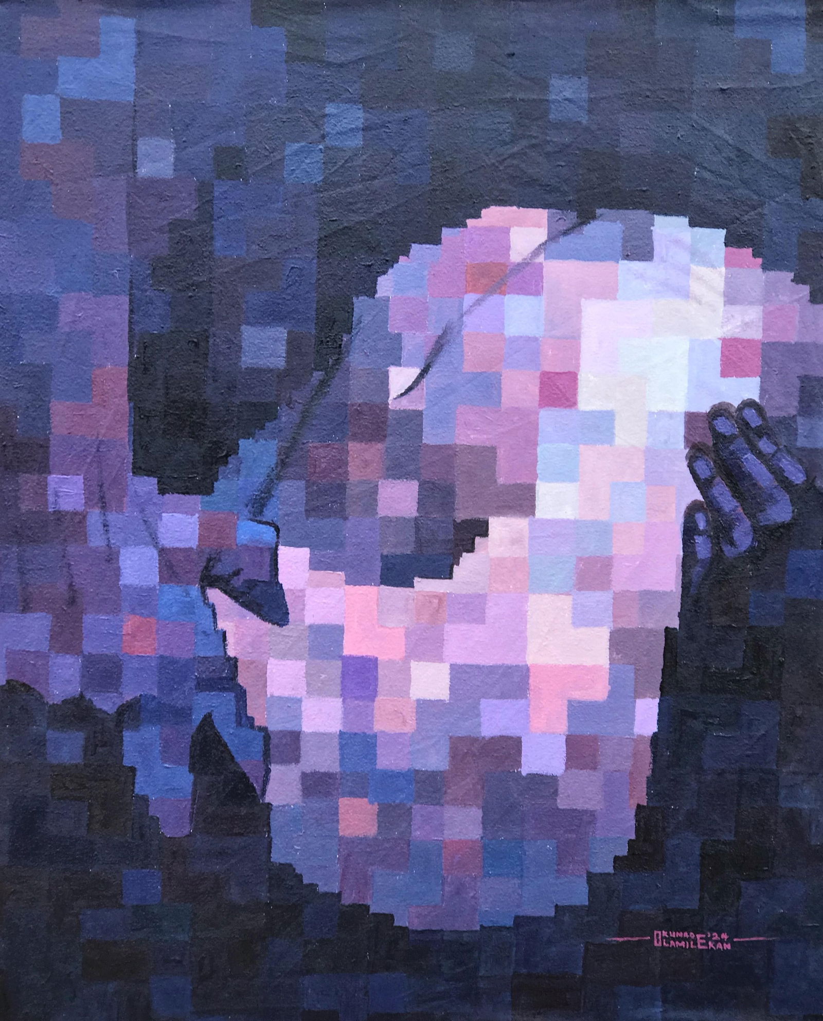 Olamilekan Okunade, Temple of God 2 - 21st Century, Contemporary, Figurative, Pixelated, Women, - 8