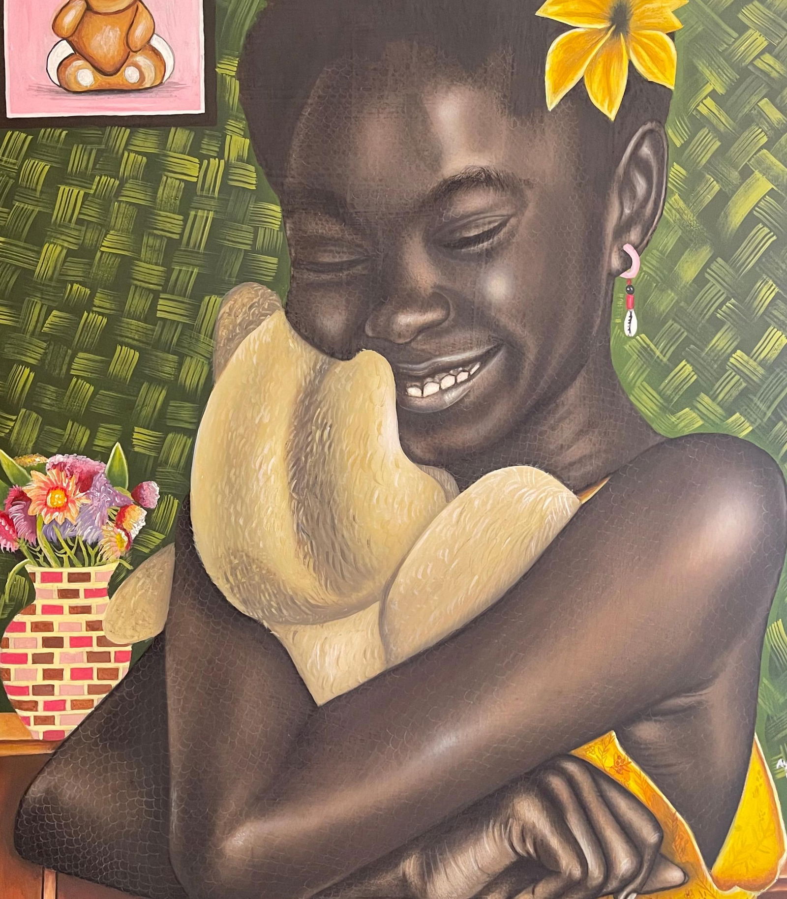 Ayotunde Ayomide, Companion - Contemporary, 21st Century, Figurative Portrait, Women, Teddy Bear, - 12