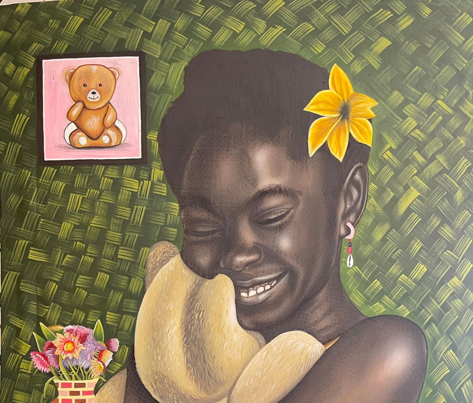 Ayotunde Ayomide, Companion - Contemporary, 21st Century, Figurative Portrait, Women, Teddy Bear, - 6