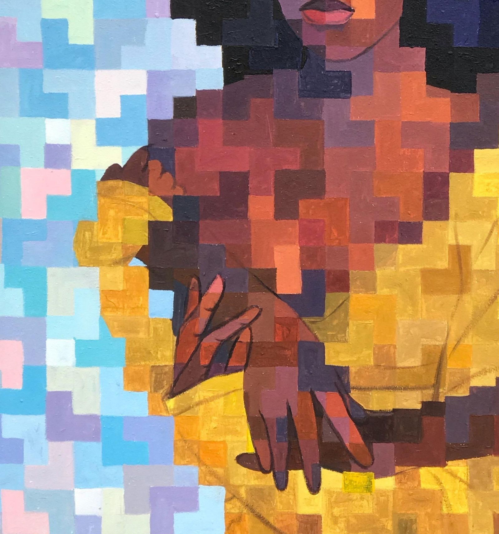 Olamilekan Okunade, Abiyamo (Mothers That Nurtures) - 21st Century, Contemporary, Figurative, Pixel, - 8