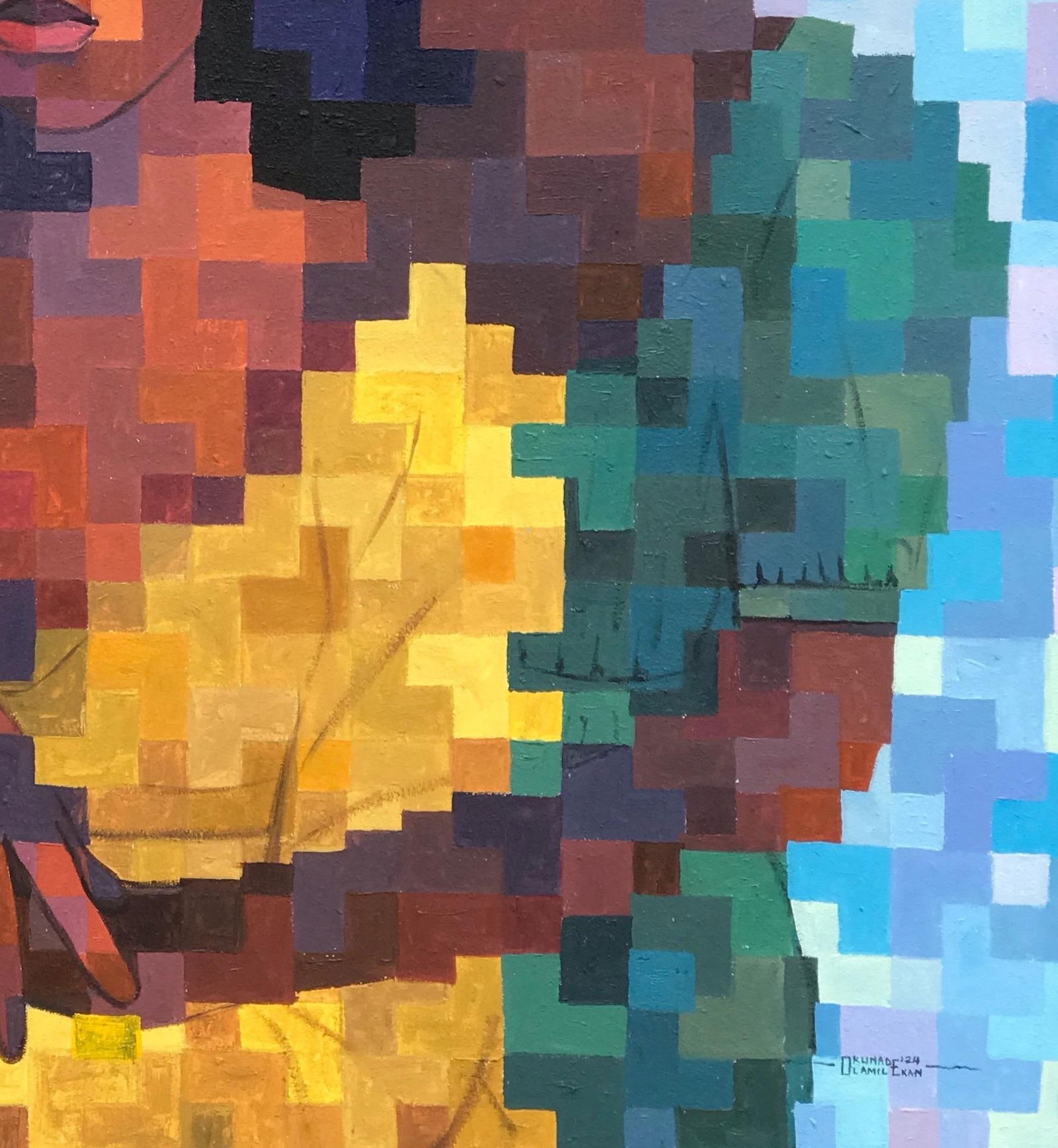 Olamilekan Okunade, Abiyamo (Mothers That Nurtures) - 21st Century, Contemporary, Figurative, Pixel, - 9