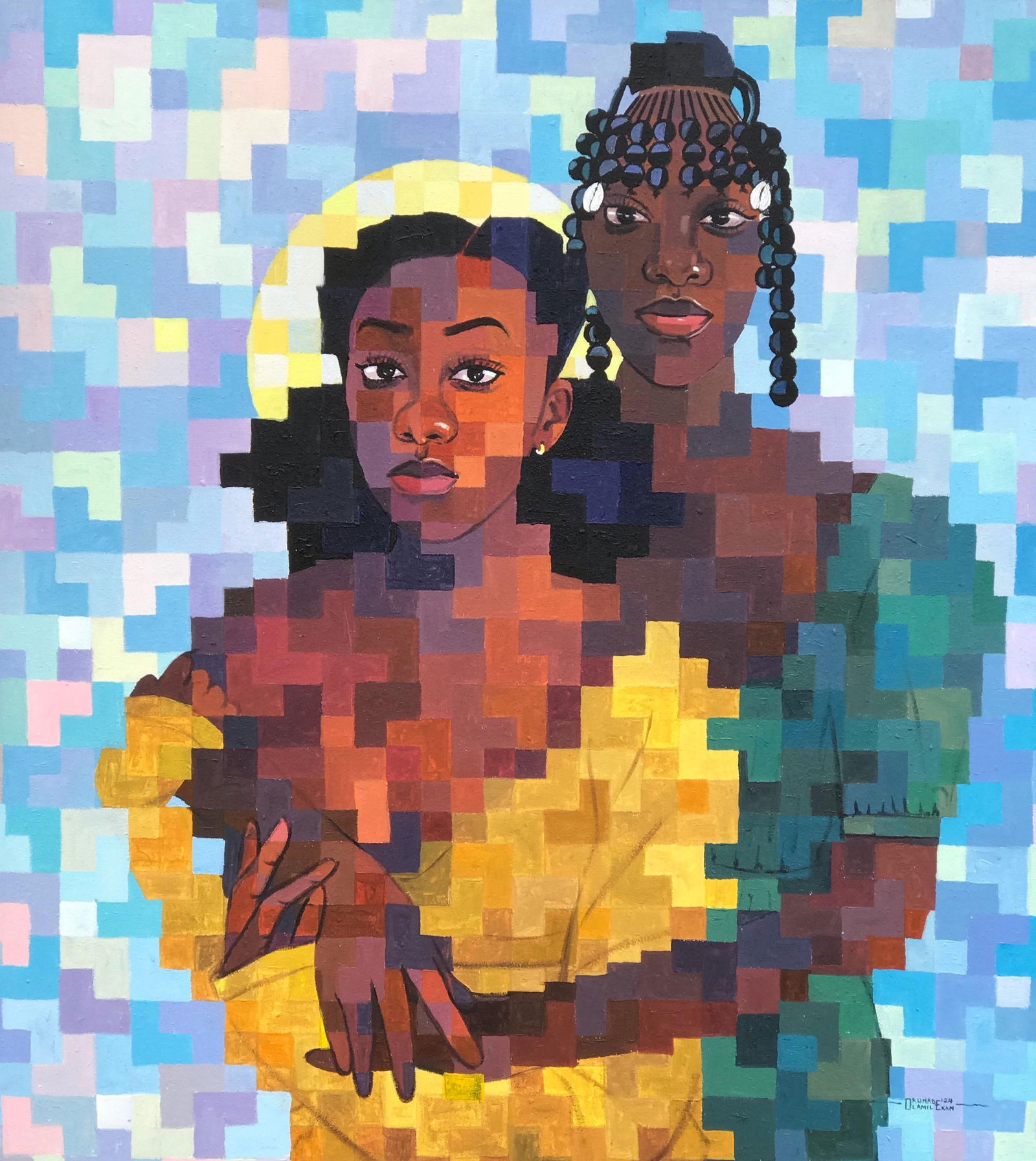 Olamilekan Okunade, Abiyamo (Mothers That Nurtures) - 21st Century, Contemporary, Figurative, Pixel, - 5