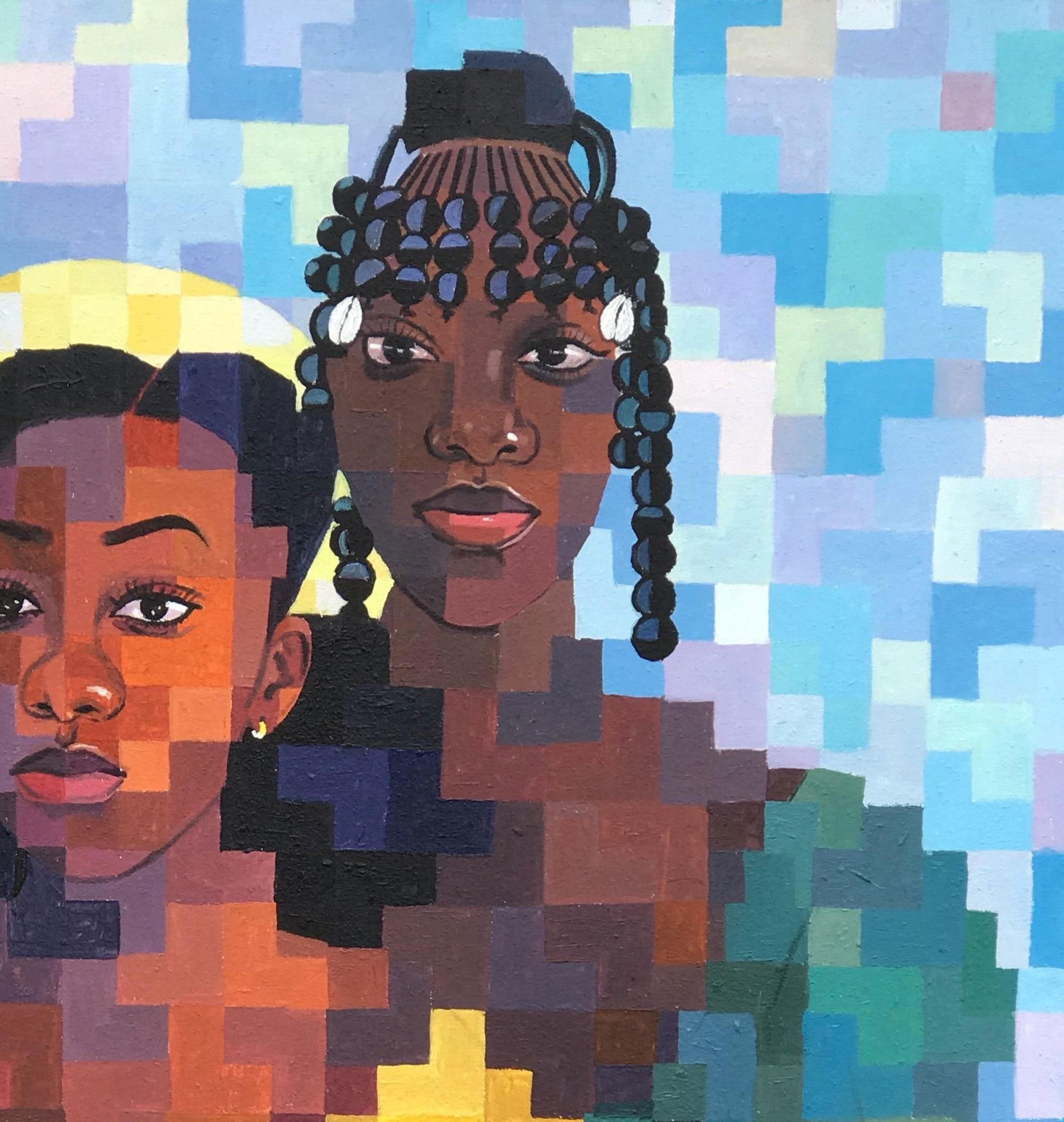 Olamilekan Okunade, Abiyamo (Mothers That Nurtures) - 21st Century, Contemporary, Figurative, Pixel, - 7