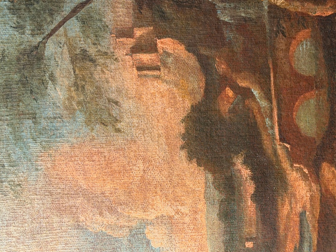 Unknown, Landscape with Ruins, 18th Century, Oil on Canvas, Framed - 4