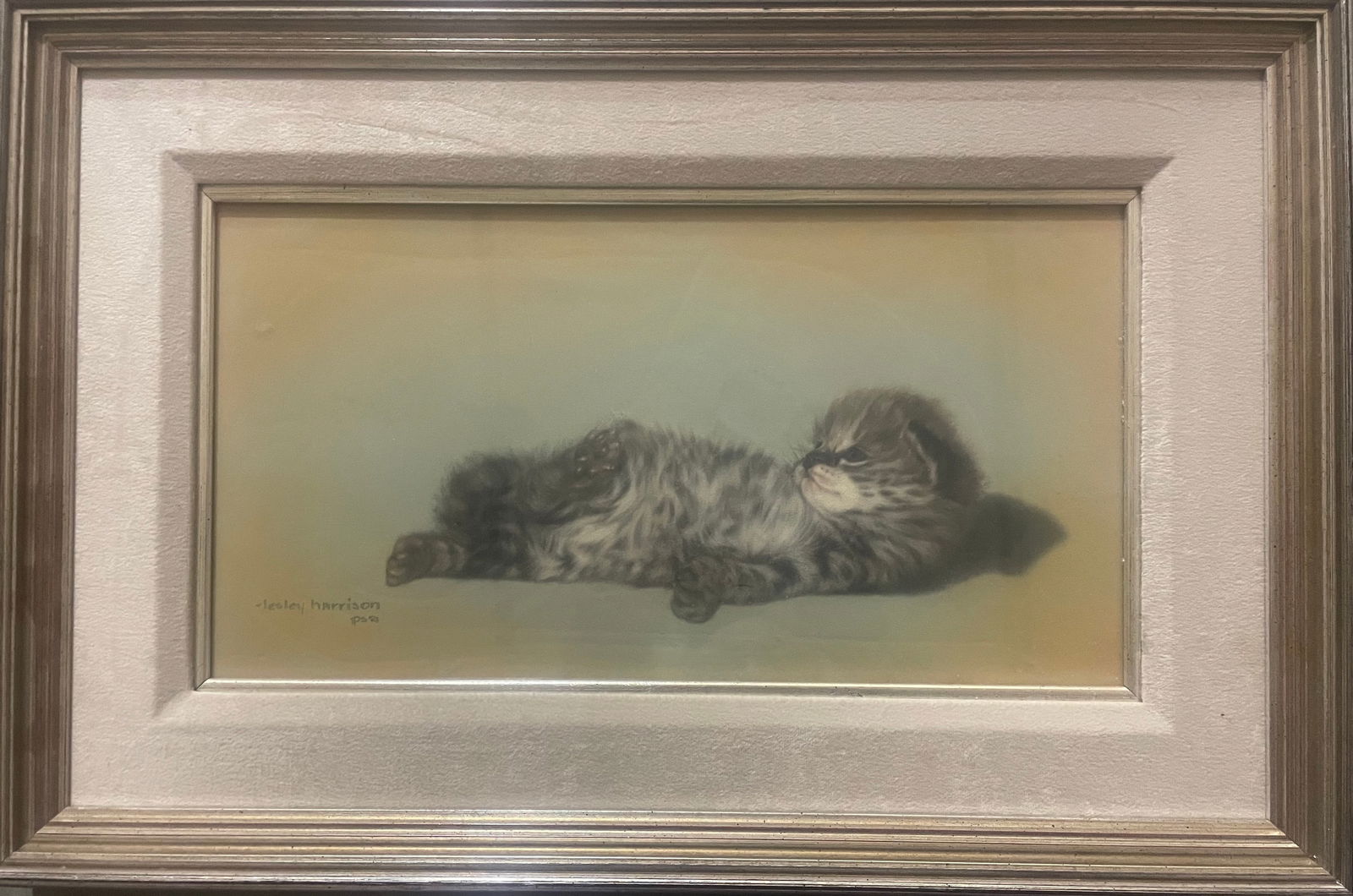 Serval - African Cat: Artist: Lesley HarrisonTitle:Serval - African CatDescription: Pastel on paper of serval (african cat) acquired from Trailside Gallery in Jackson Hole, Wyoming. Lesley Harrison's animal portraits