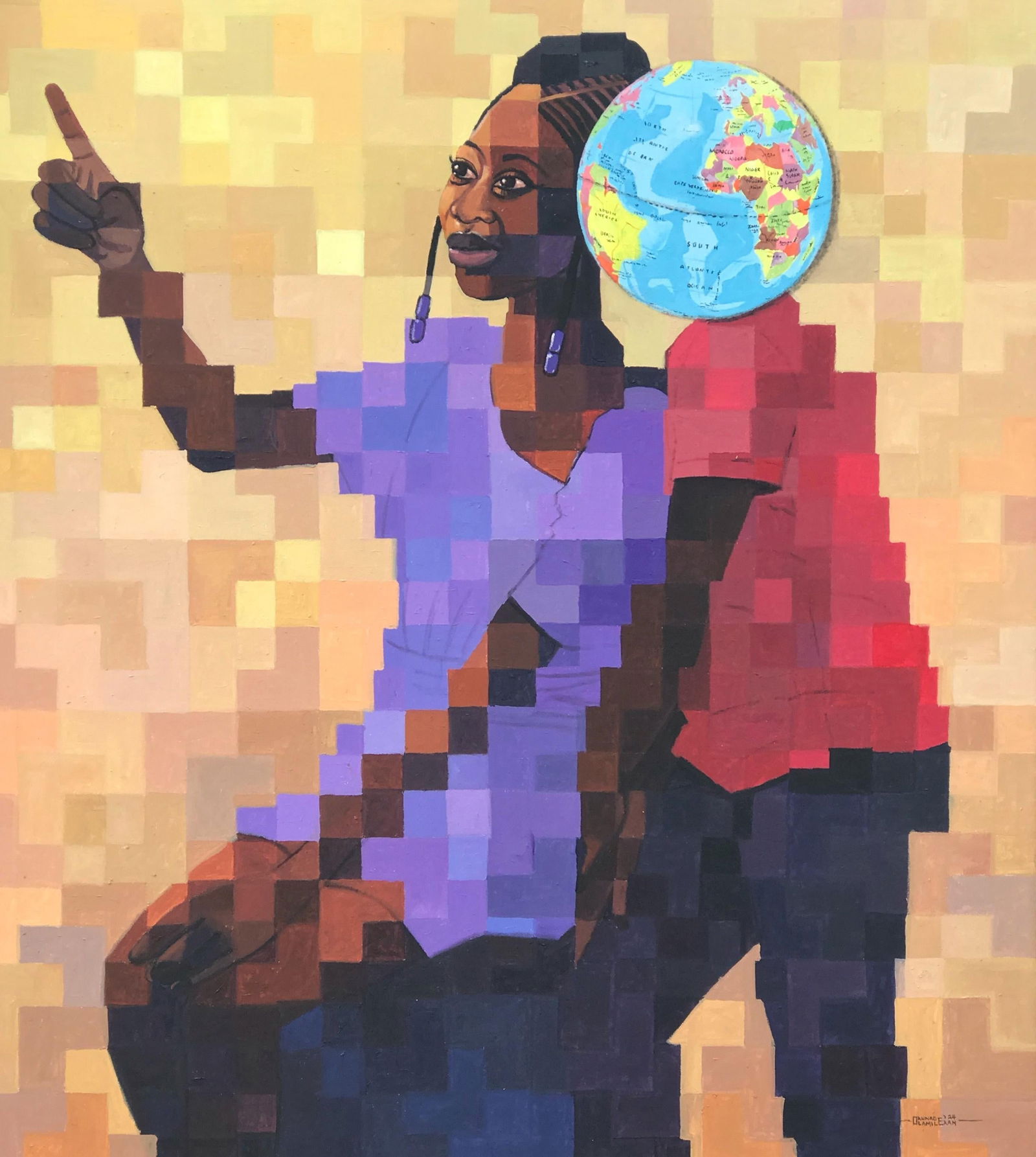 Olamilekan Okunade, Place Called Home -21st Century, Contemporary, Figurative, Pixelated, Women, - 9