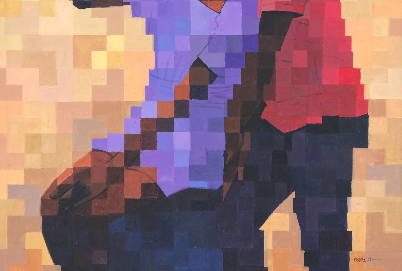 Olamilekan Okunade, Place Called Home -21st Century, Contemporary, Figurative, Pixelated, Women, - 11