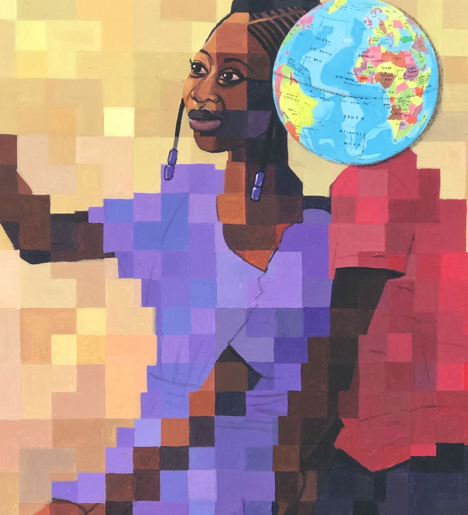 Olamilekan Okunade, Place Called Home -21st Century, Contemporary, Figurative, Pixelated, Women, - 12