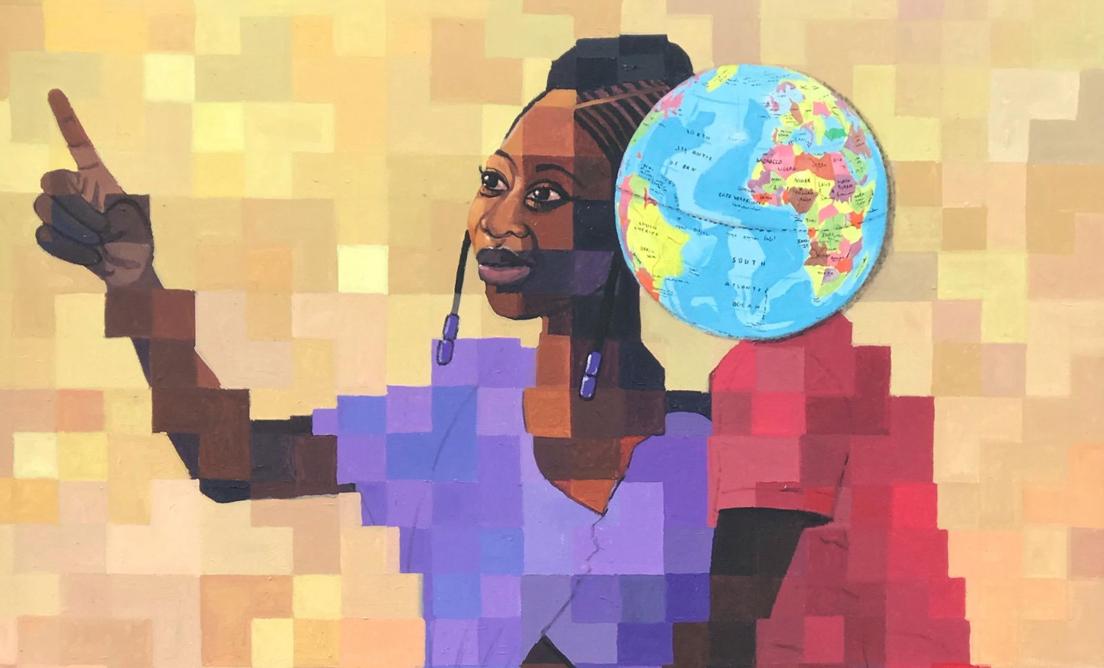 Olamilekan Okunade, Place Called Home -21st Century, Contemporary, Figurative, Pixelated, Women, - 6