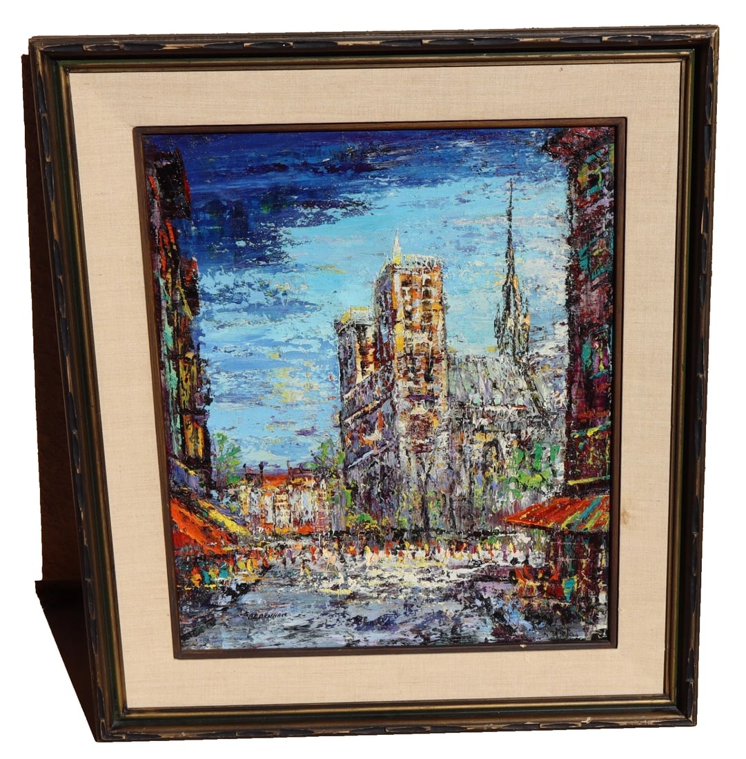 ARNOLDUS OLDENHAVE Original Oil Painting Notre Dame Paris France As IS (1 of 5)