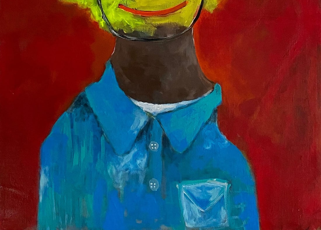 Wisdom Uche, Passport - 21st Century, Contemporary, Figurative, Neo-Expressionism, Love, Red, 2024 - 3