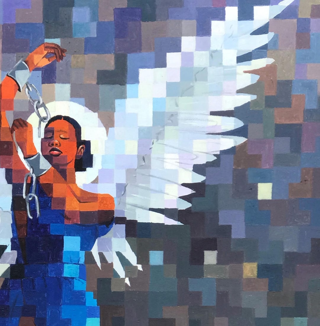 Olamilekan Okunade, An Ode To Liberty -21st Century, Contemporary, Figurative, Pixelated - 13