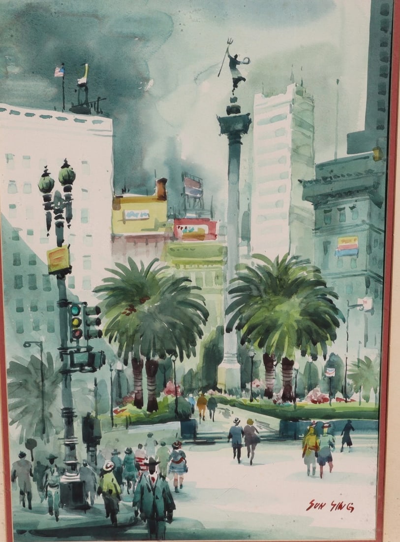 Mid Century California oil painting of the Palace of Fine Arts San Francisco - 3