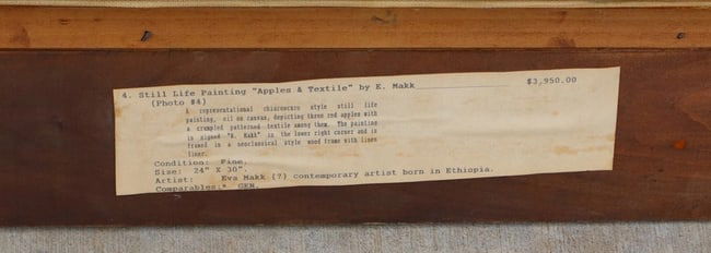 EVA MAKK Original oil painting Still Life with Apples and Textile - 7