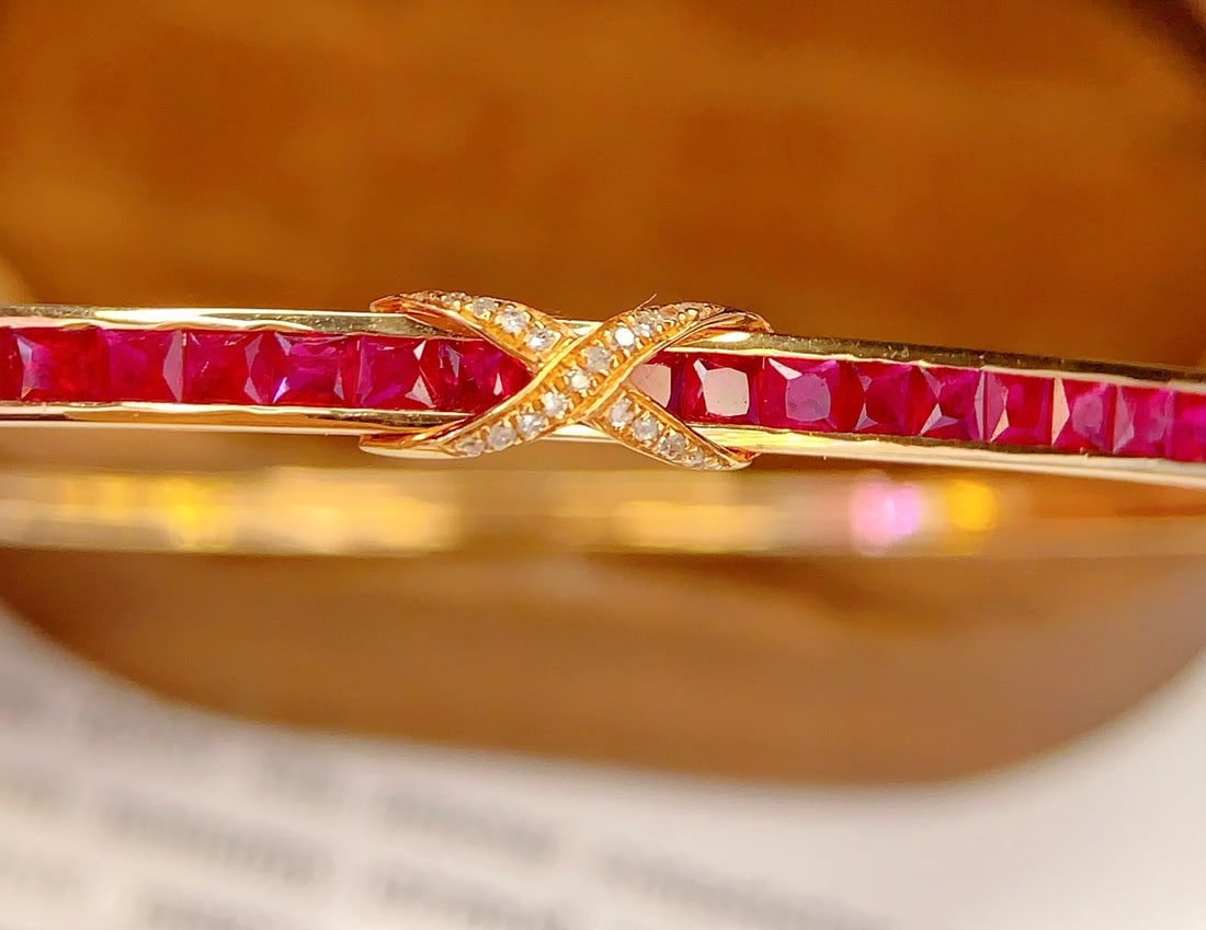 18K Gold Ruby Bracelet with Diamonds, Total 6.37g, 3.6ct Ruby - 4