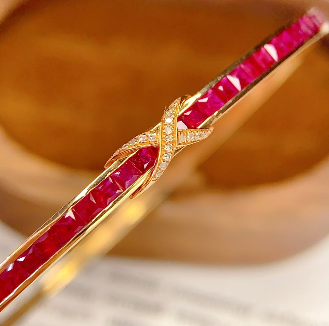 18K Gold Ruby Bracelet with Diamonds, Total 6.37g, 3.6ct Ruby - 5