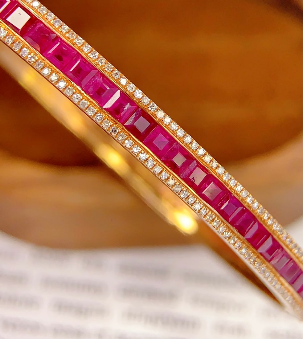18K Gold Ruby Bracelet with Diamonds, Total 8.02g, 4.85ct Ruby - 3
