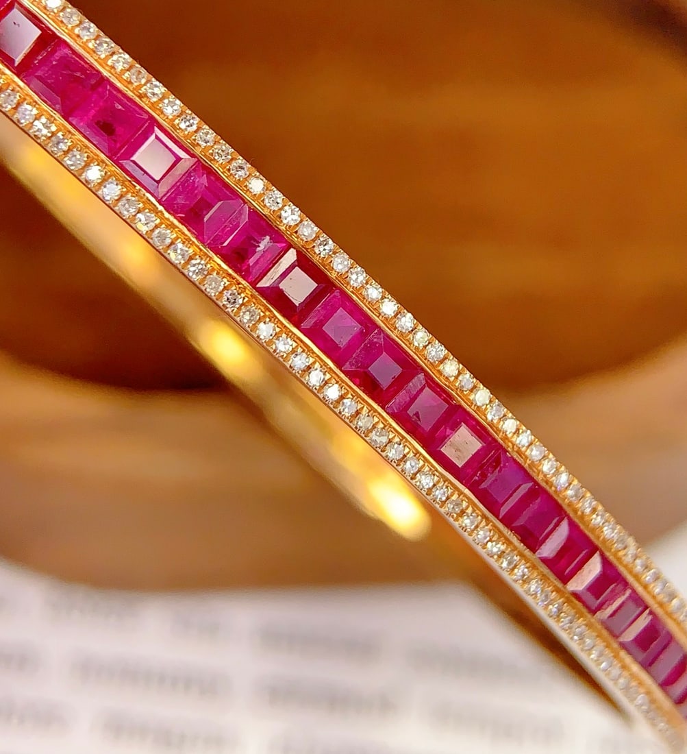 18K Gold Ruby Bracelet with Diamonds, Total 8.02g, 4.85ct Ruby - 6