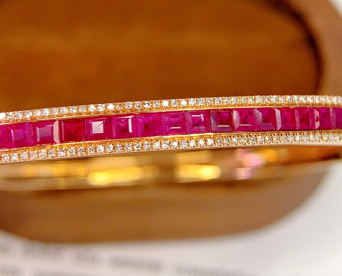 18K Gold Ruby Bracelet with Diamonds, Total 8.02g, 4.85ct Ruby - 7