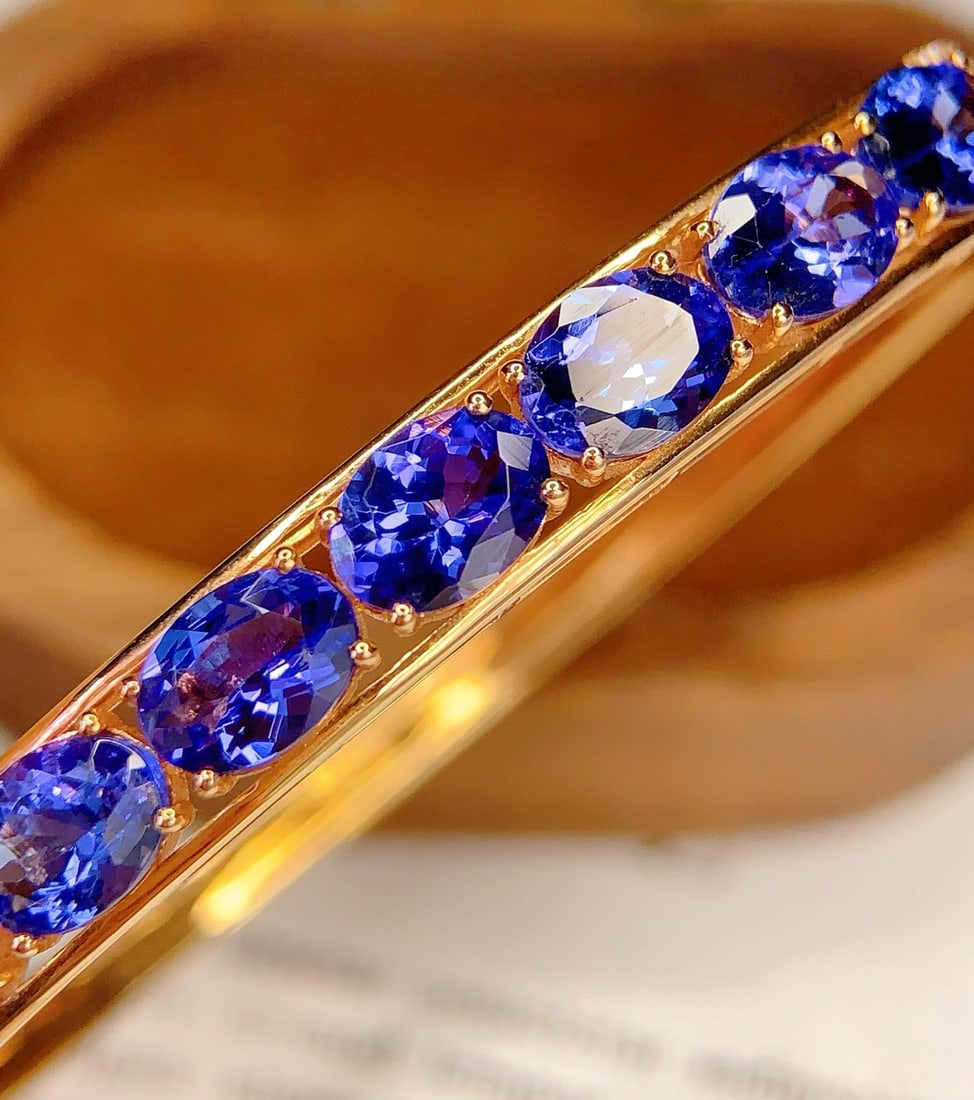 18K Gold Tanzanite Bracelet with Diamonds, Total 8.71g, 7.2ct Tanzanite - 2
