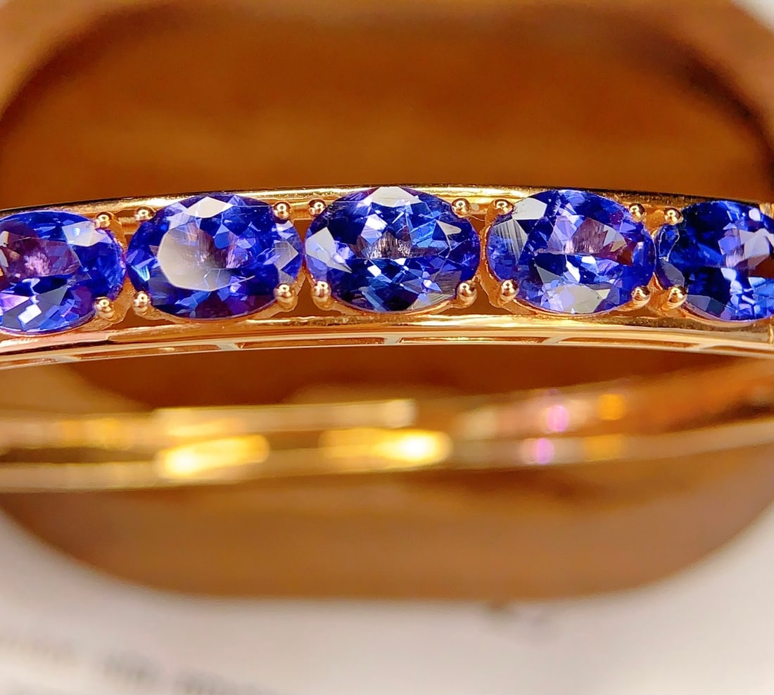 18K Gold Tanzanite Bracelet with Diamonds, Total 8.71g, 7.2ct Tanzanite - 3