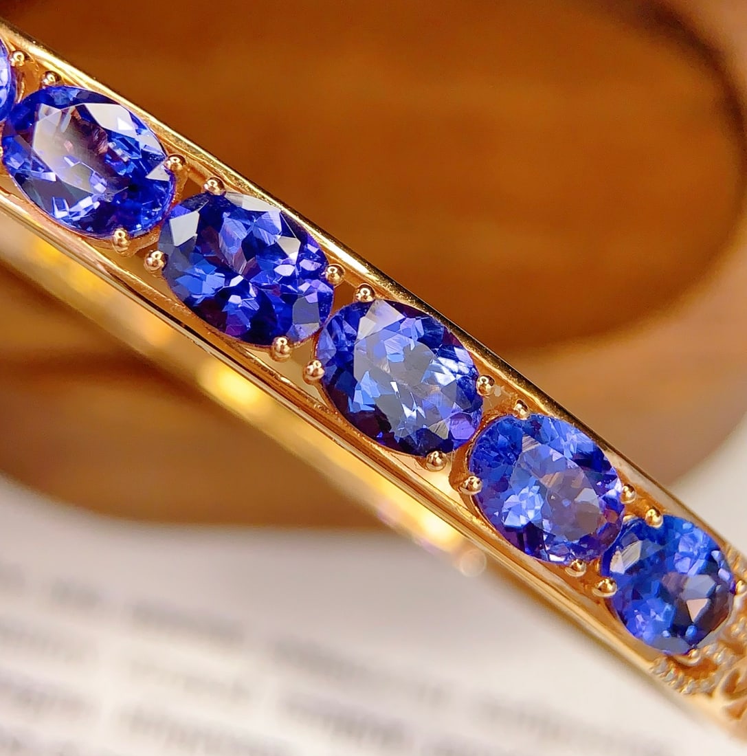 18K Gold Tanzanite Bracelet with Diamonds, Total 8.71g, 7.2ct Tanzanite - 4