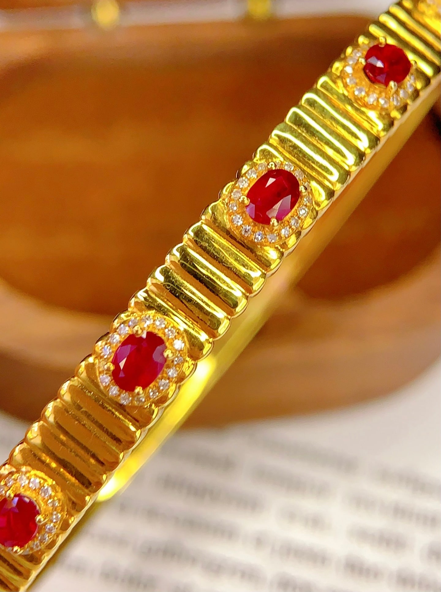 18K Gold Ruby Bracelet with Diamonds, Total 7.49g, 1.8ct Ruby - 3
