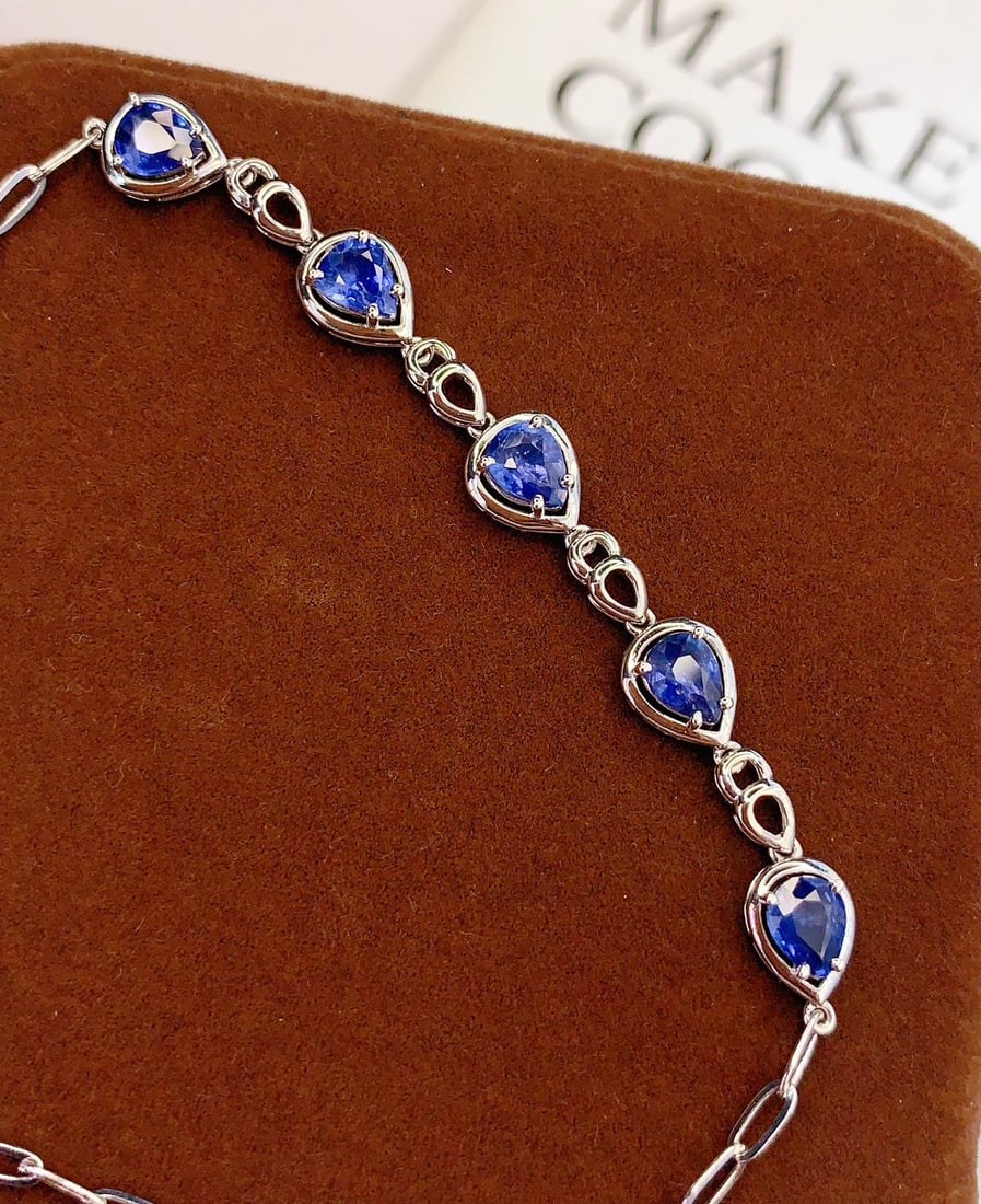 18K Gold Sapphire Bracelet, Total 2.80g, 2.5ct Sapphire - 2