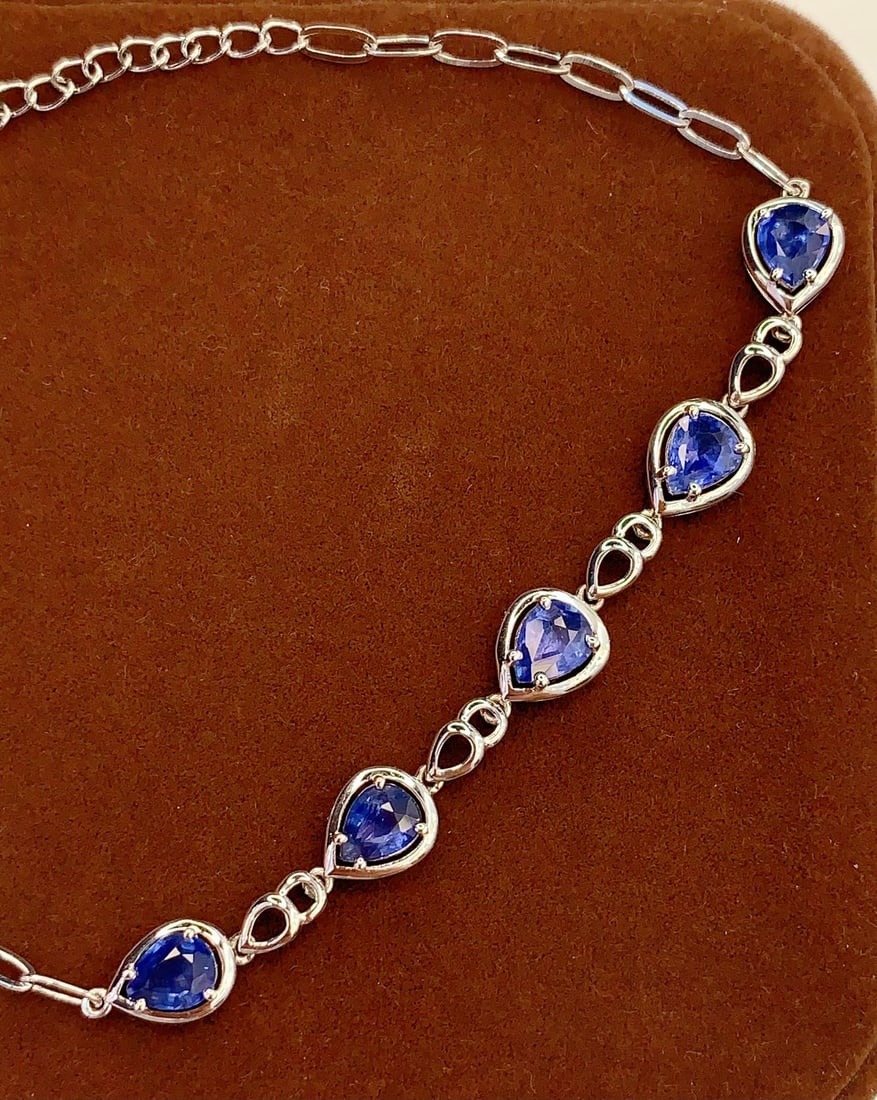 18K Gold Sapphire Bracelet, Total 2.80g, 2.5ct Sapphire - 4