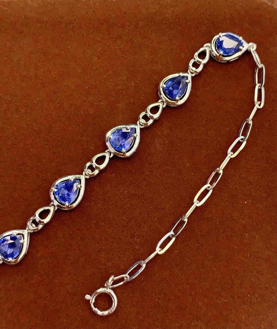 18K Gold Sapphire Bracelet, Total 2.80g, 2.5ct Sapphire - 5