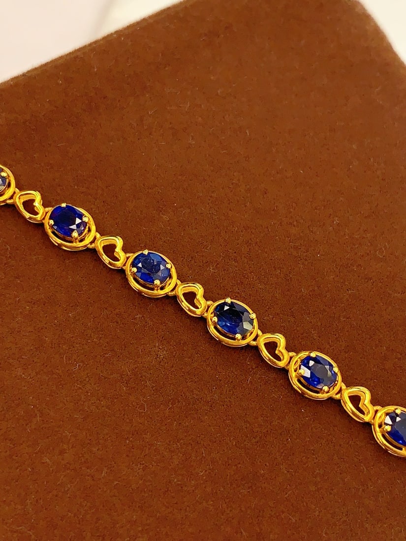 18K Gold Sapphire Bracelet, Total 2.41g, 2.5ct Sapphire - 4
