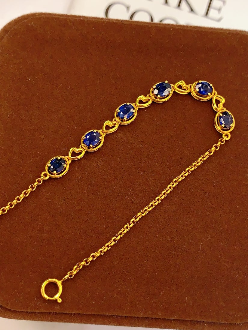 18K Gold Sapphire Bracelet, Total 2.41g, 2.5ct Sapphire - 5