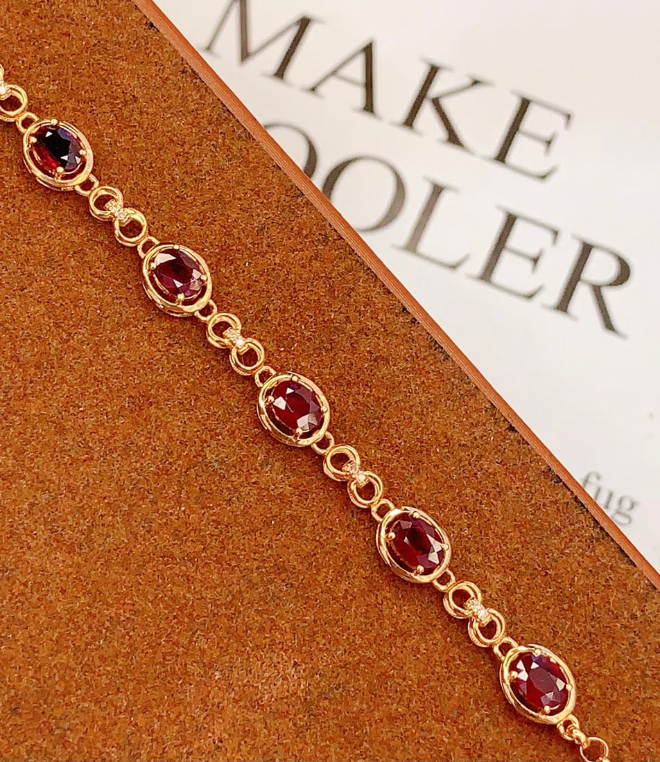 18K Gold Ruby Bracelet with Diamonds, Total 2.17g, 2.5ct Ruby - 4