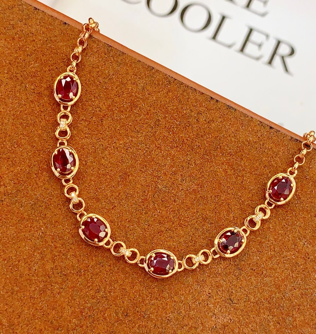 18K Gold Ruby Bracelet with Diamonds, Total 2.17g, 2.5ct Ruby - 6
