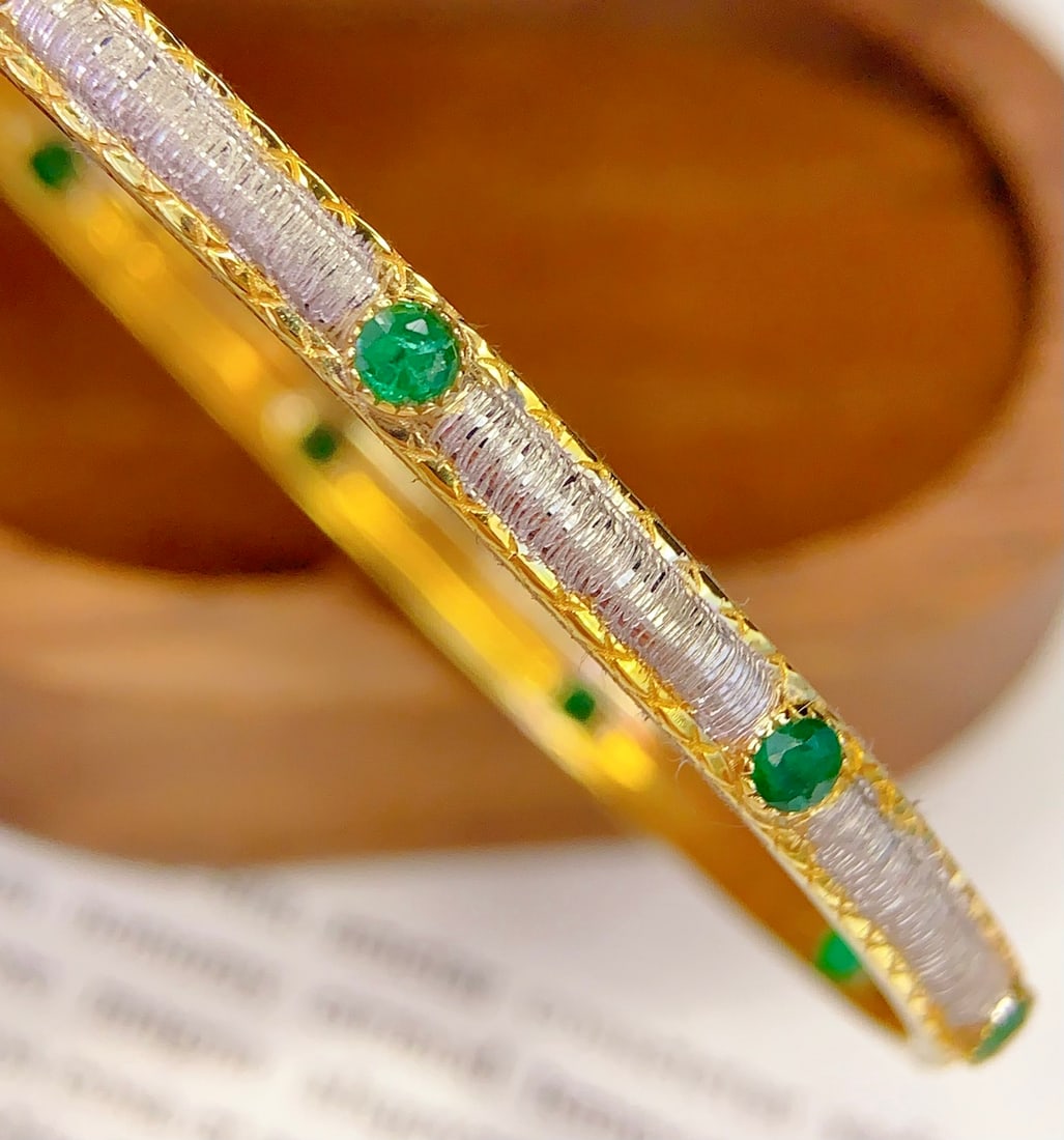 18K Gold Emerald Bracelet, Total 5.94g, 2ct Emerald - 3