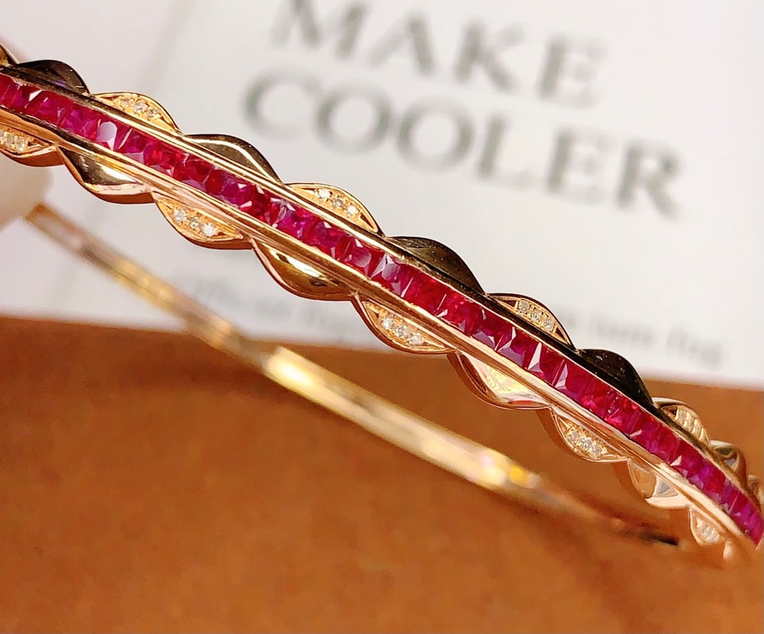 18K Gold Ruby Bracelet with Diamonds, Total 6.73g, 3.8ct Ruby - 2